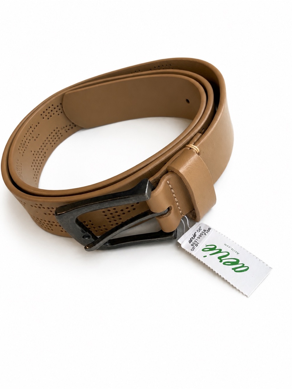 Women’s Tan Perforated Leather Belt